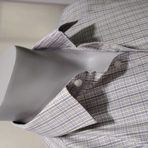 Sero mens blue and yellow cotton plaid shirt. Medium